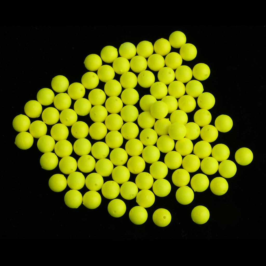 100pcs Fishing Floating Bobbers Drift Ball EVA Foam Indicator 6mm Yellow