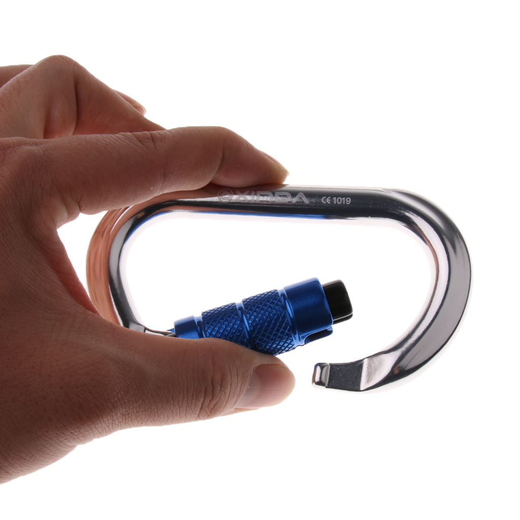 25KN OvalShape Aluminum Rock Climbing Auto Locking Carabiner CE