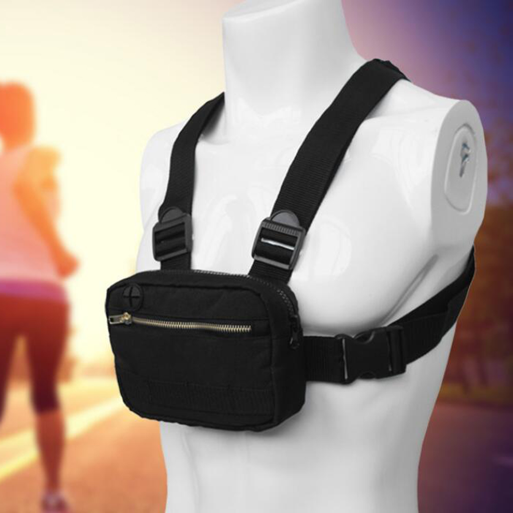 Adjustable Tactical Chest Rig Bag Multifunctional Hip Hop Front Pack Black