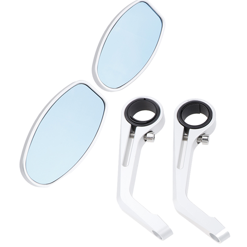 2 Pieces Aluminum Alloy Motorcycle Side Mirrors and Rearview Silver