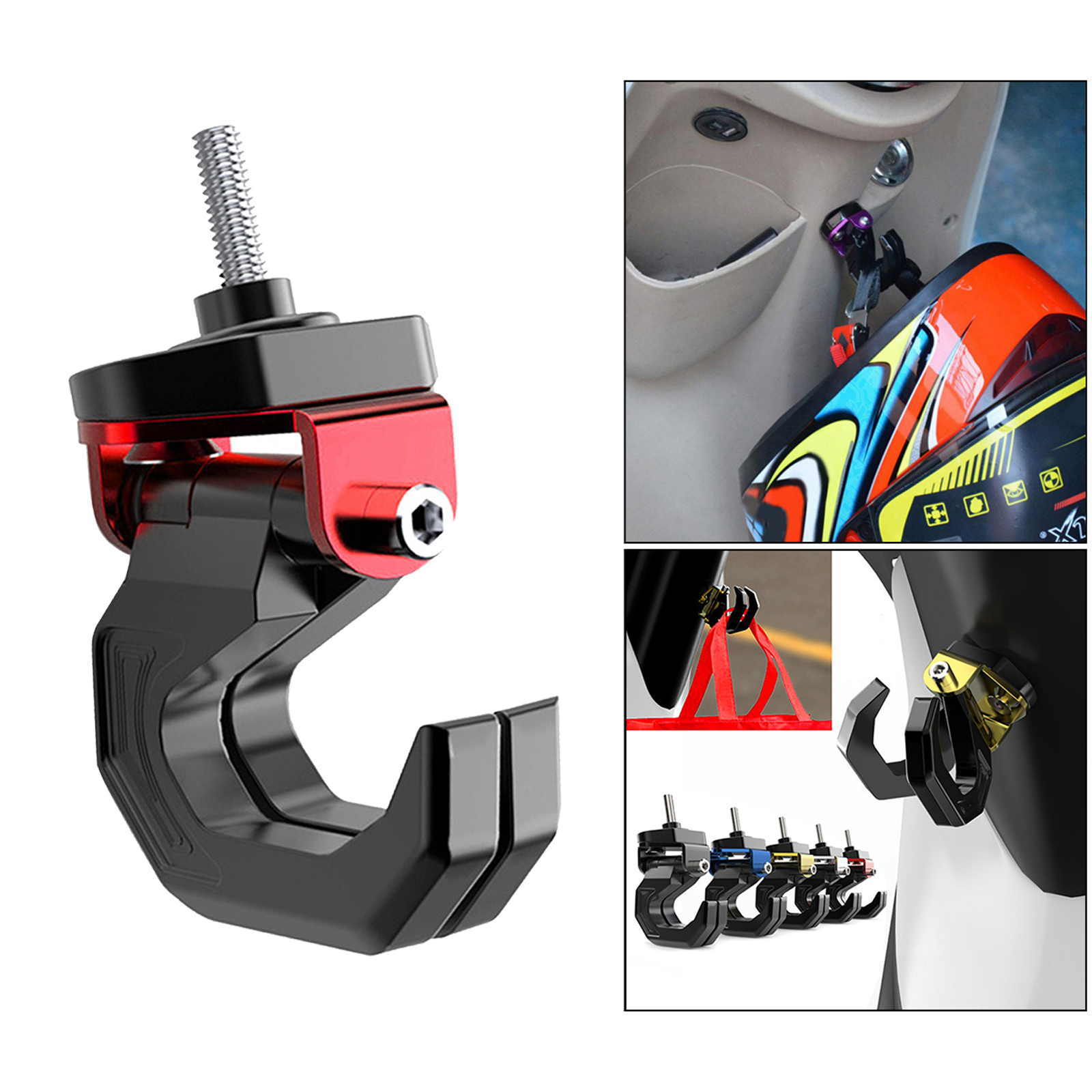 Motorcycle Scooter Luggage Helmet Holder Hook Bag Hanger With Screw Red