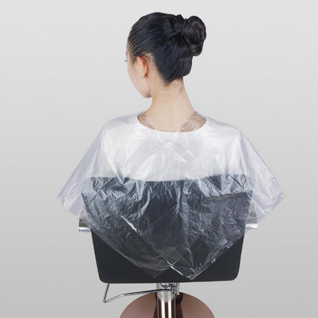 100 Pieces Waterproof Disposable Hair Cutting Cape Gown Hair Cut Capes Apron