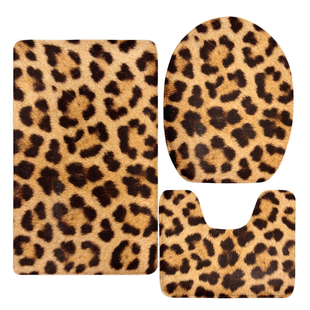 3D Scenery Non-Slip Bathroom Mat Toilet Floor Rug Set 4