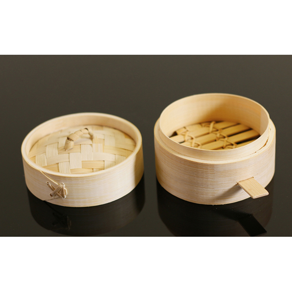 Kitchen Bamboo Steamer Basket Food Steamer for Dim Sum Dumpling 10cm