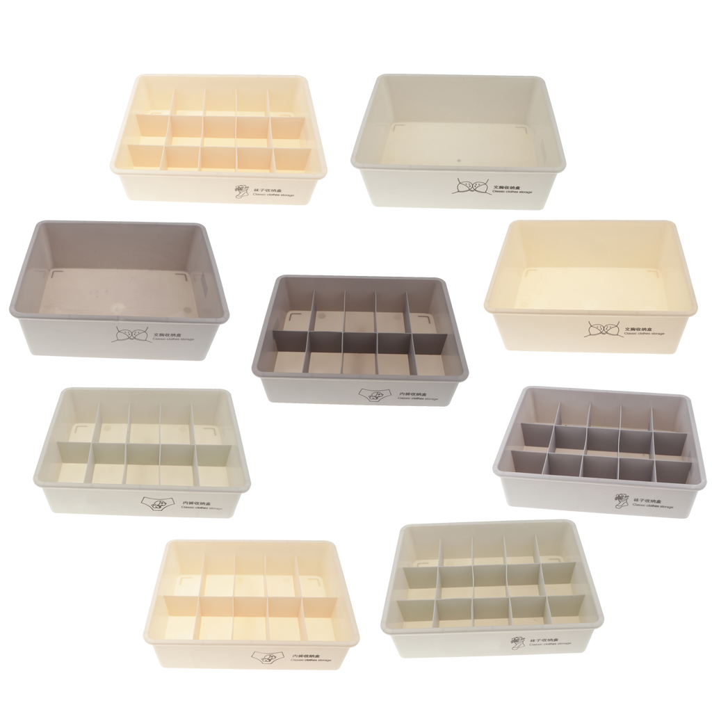 Plastic Underwear Storage Organizer Sock Container Drawer No-Grid Light Gray