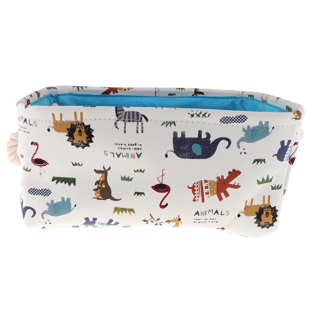 Desktop Toys Organizer Container Kitchen Snacks Storage Basket Canvas Blue M