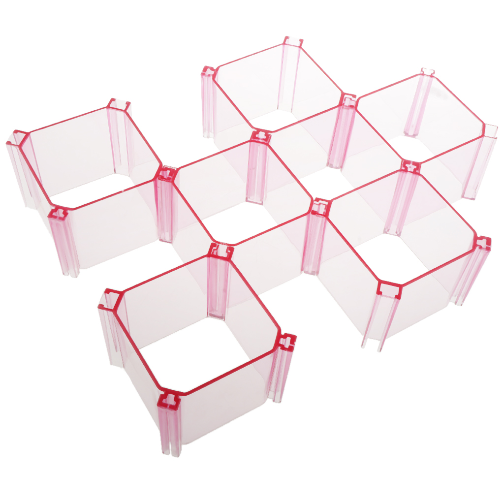 6Pcs Honeycomb Socks Underwear Storage Box Compartment Cabinet Rose red