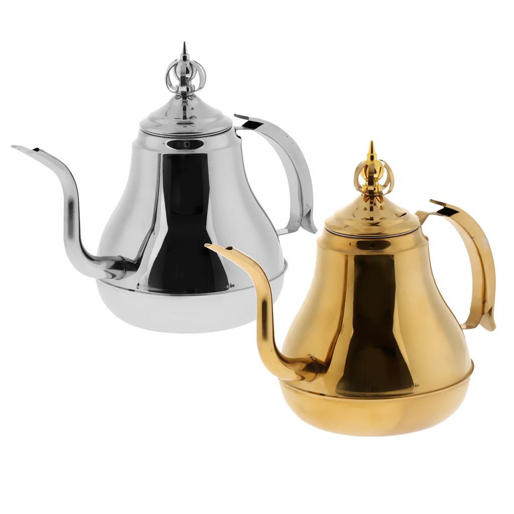 Gooseneck Coffee Kettle Stainless Steel Pour Over Tea Kettle 1.2L Silver