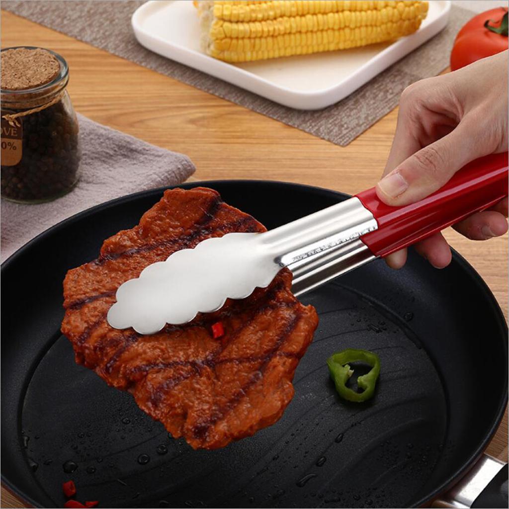 3xStainless Steel Food Tongs Household Cookware Multifunction Clips 9 Inch