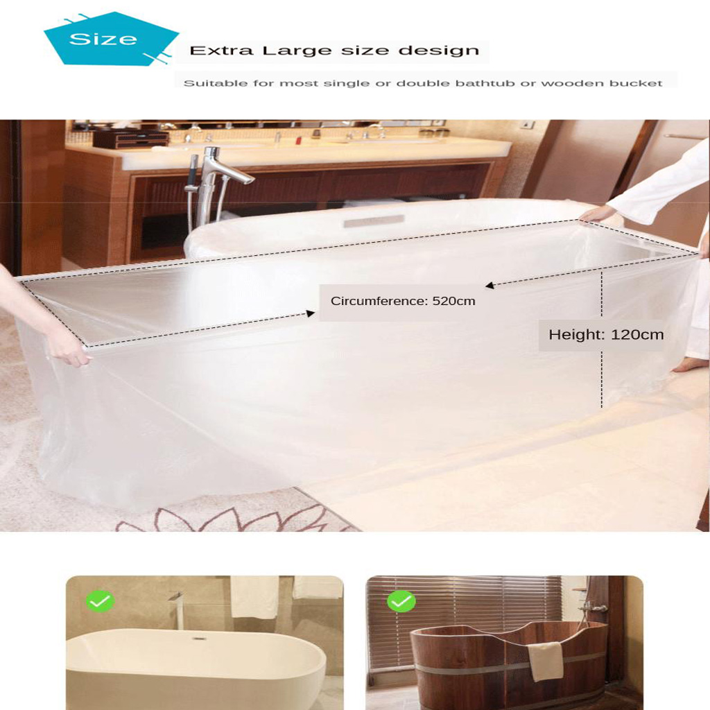 50x Disposable Bathtub Cover Liner Bag Thickened Film Travel Bath Tub Lining