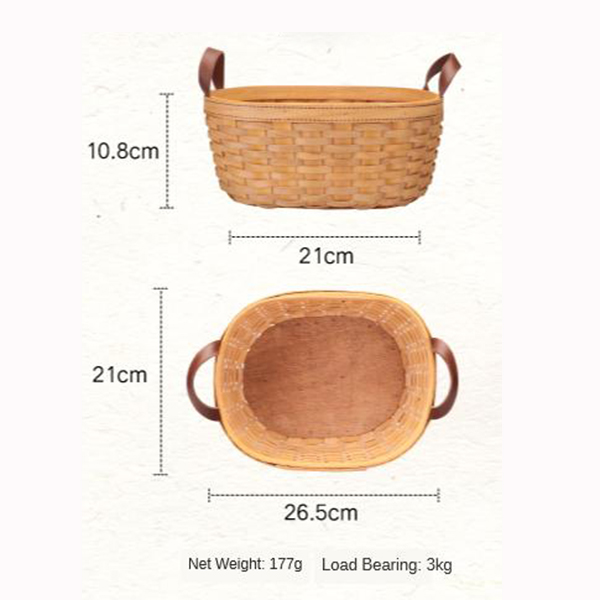 Ellipse Basket With Handle Picnic Wood Woven Basket Fruit Storage Basket