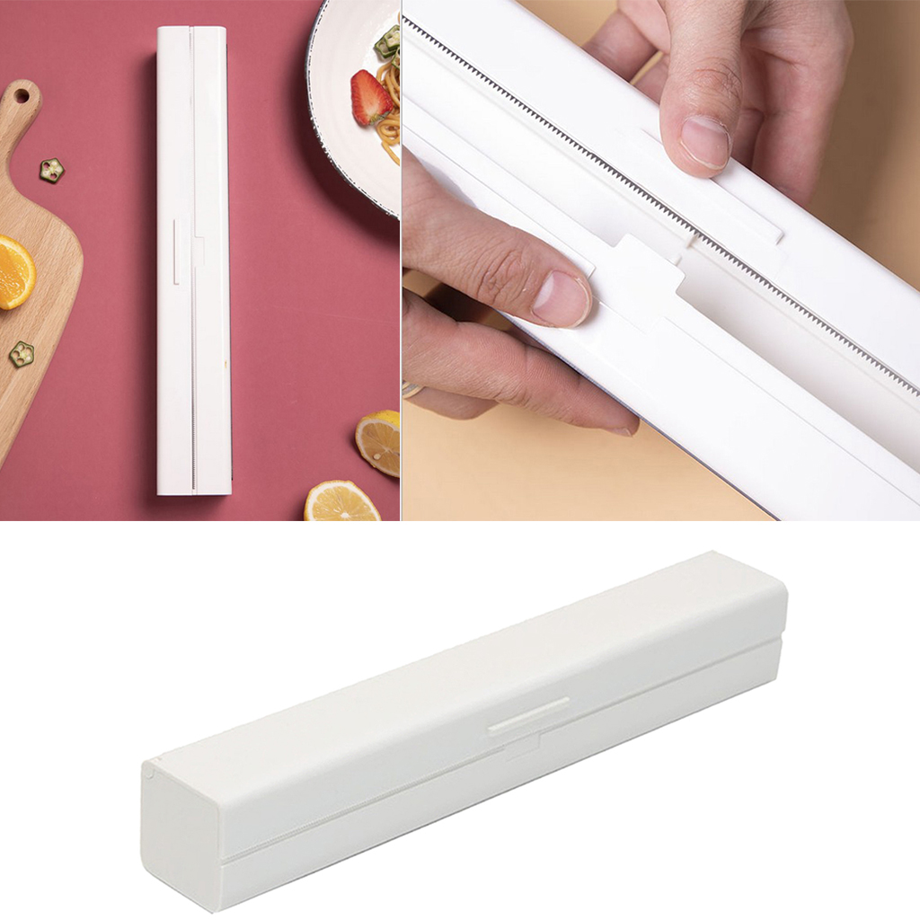 Kitchen Plastic Wrap Cutter Food Wrap Foil Dispenser Holders Tool White