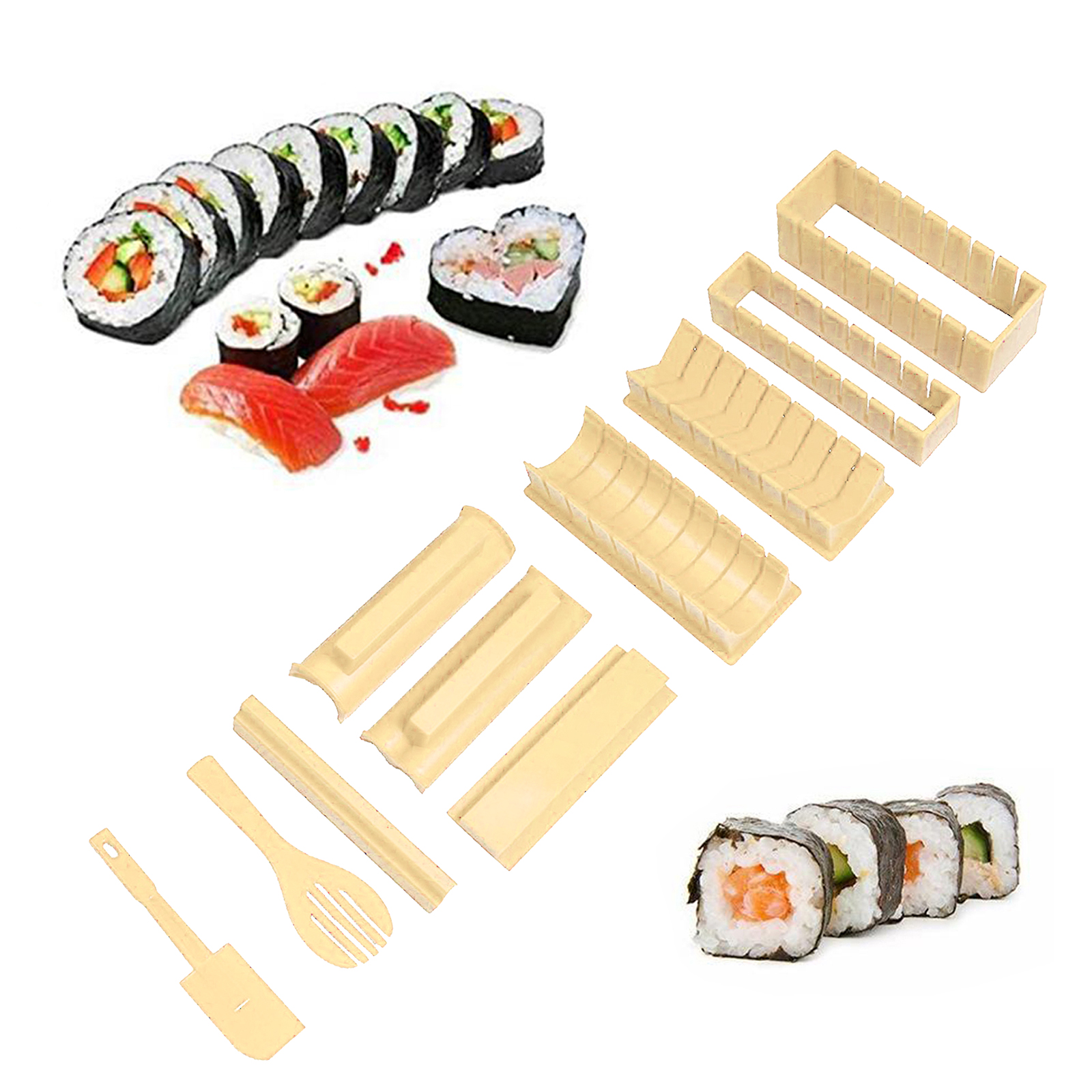 Sushi Making Kit Rice Roll Mold Making Sushi Tool for Kitchen  Beige