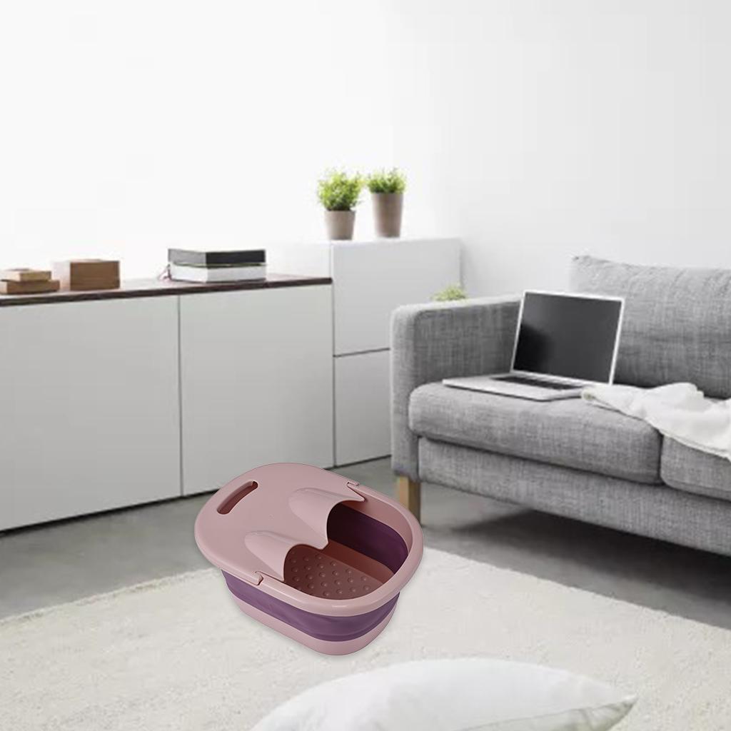 Foldable Foot Basin Foot Bath Bucket with Lid Non-slip Footbath Pink