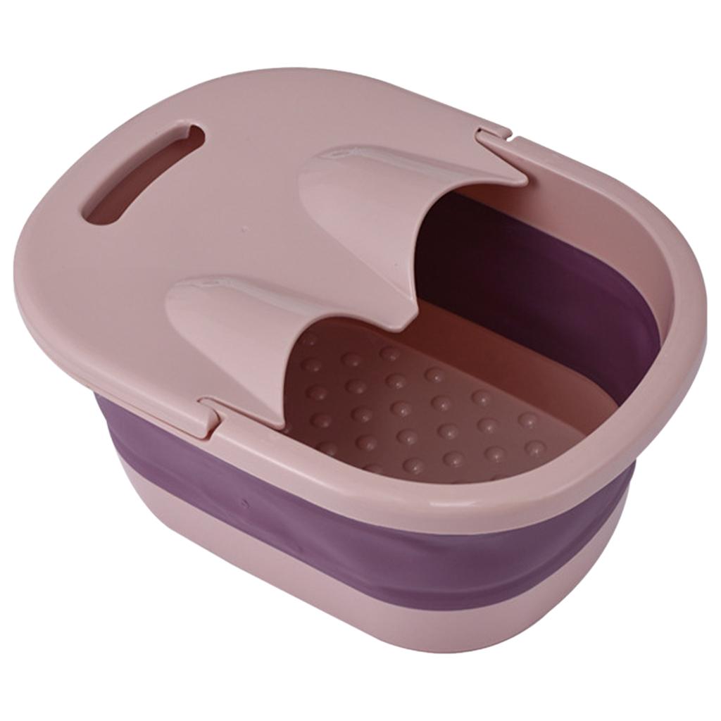 2Pcs Foldable Foot Basin Foot Bath Bucket with Lid Non-slip Footbath