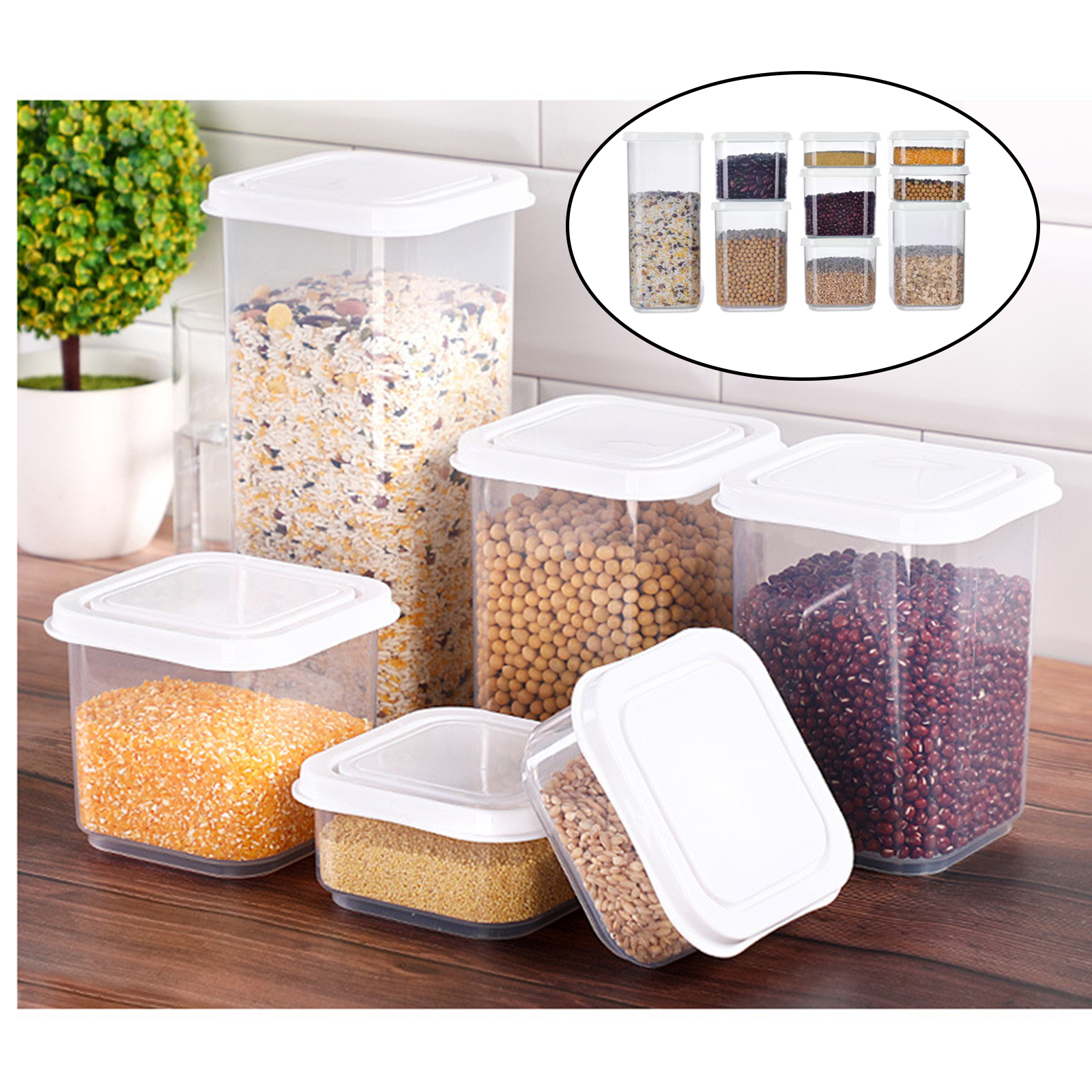 Food Storage Organizer Transparent Plastic Vacuum Lid Pasta Home Organiser F