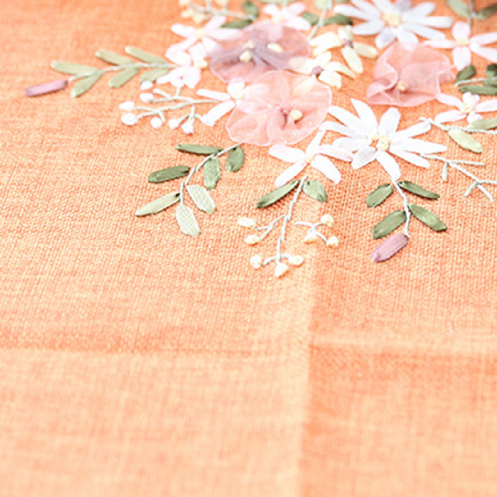 90x90cm Embroidery Tablecloth Tabletop Dinning Wedding Decor Orange