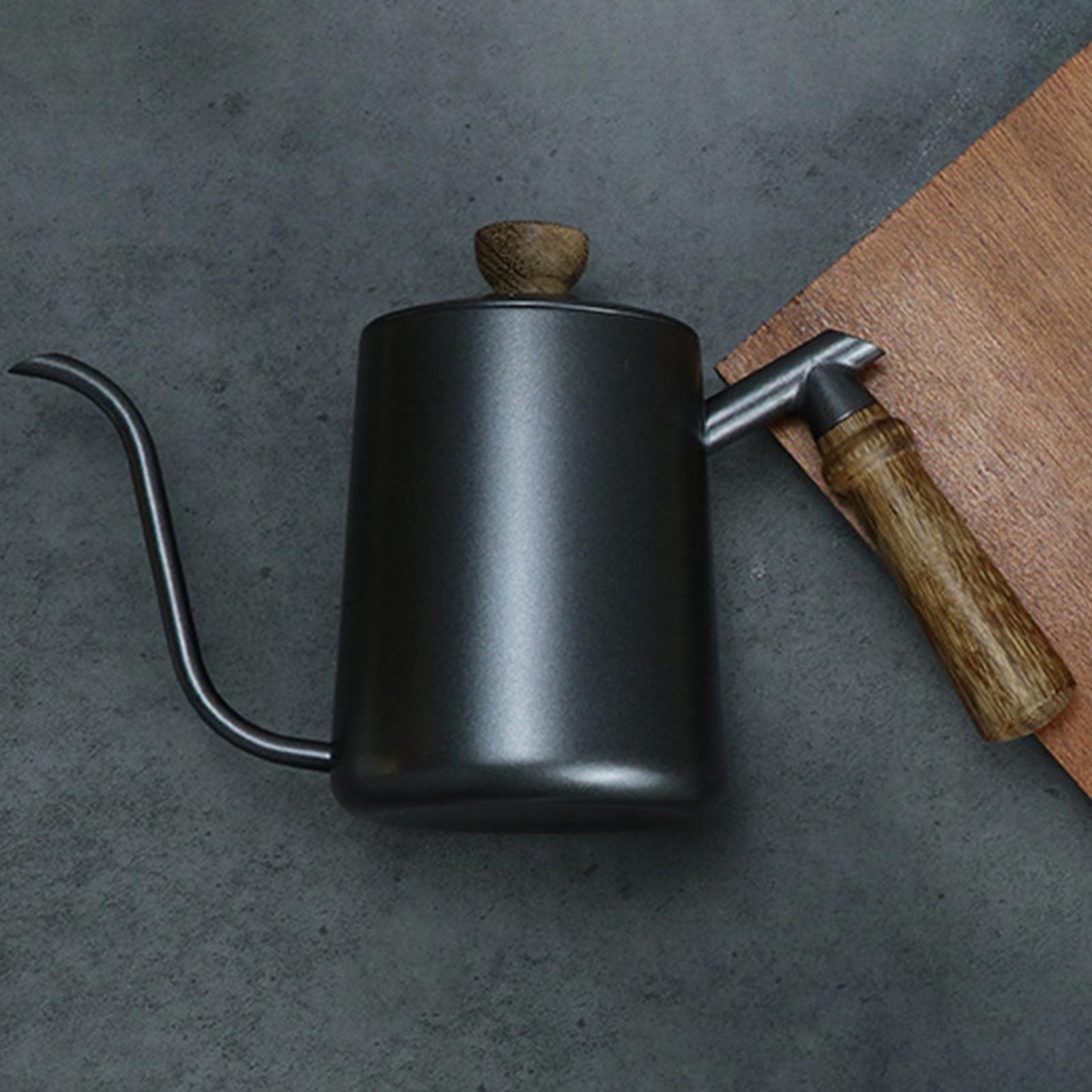 Thermometer Drip Kettle Wooden Handle Kettle Teapot for Office Home Kitchen