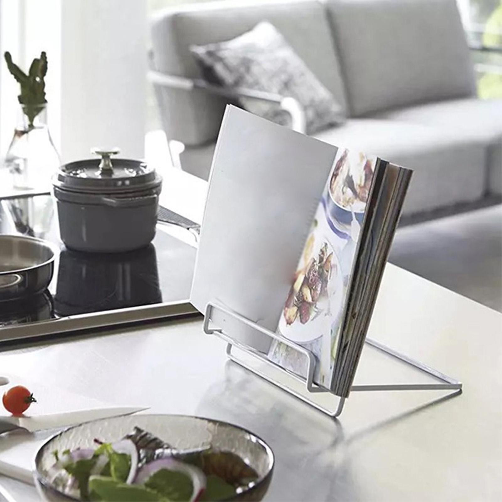 Portable Cookbook Holder Organizer for Reading Cookbooks Kitchen Recipes White