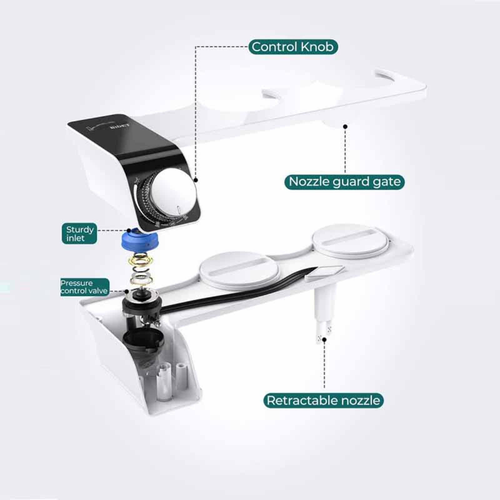 Bidet Attachment 9/16'' Adjustable Self Cleaning Nozzle Easy Installation