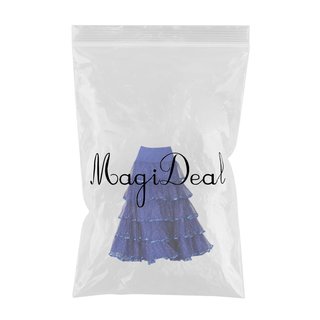 Flamenco Ballroom Dance Skirt Sequined Full Swing Mesh Skirt Waltz Costumes Blue