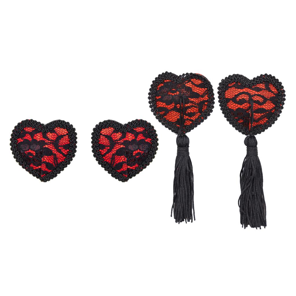Sexy Heart Lace Tassel Pasties Adhesive Nipper Cover Breast Sticker Bra 01
