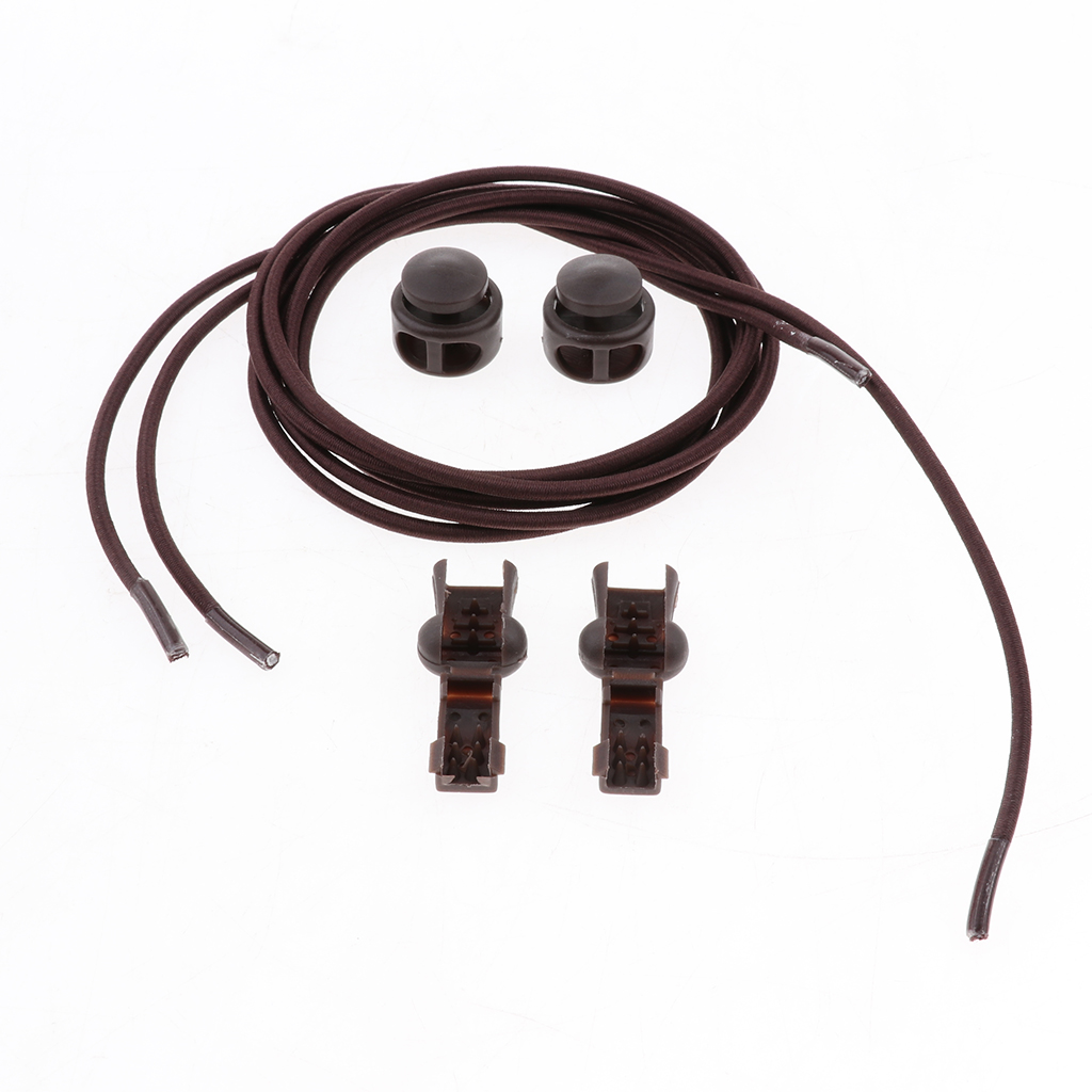 Elastic No Tie Shoelaces Sneakers Shoe String for Kids Adults Brown