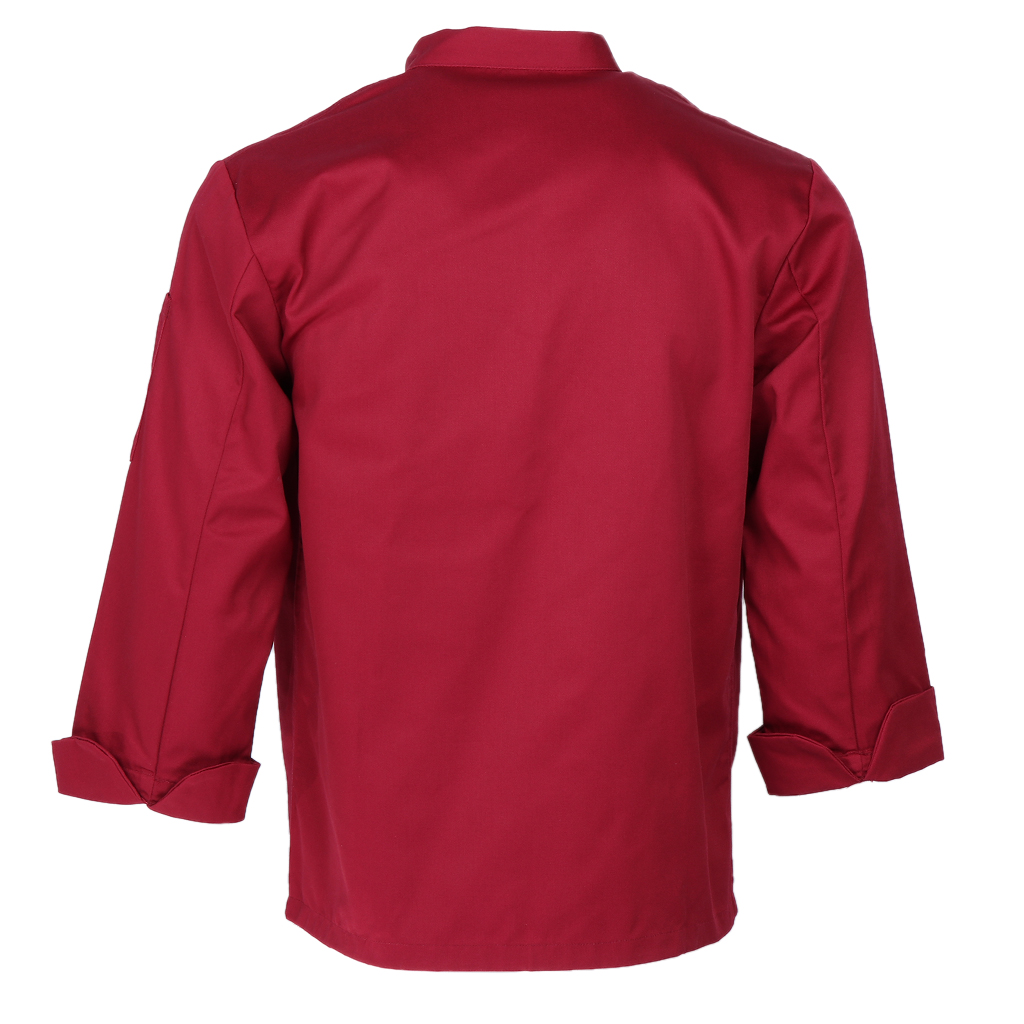 Unisex Chef Jackets Coat Long Sleeves Shirt Kitchen Uniforms Red XL