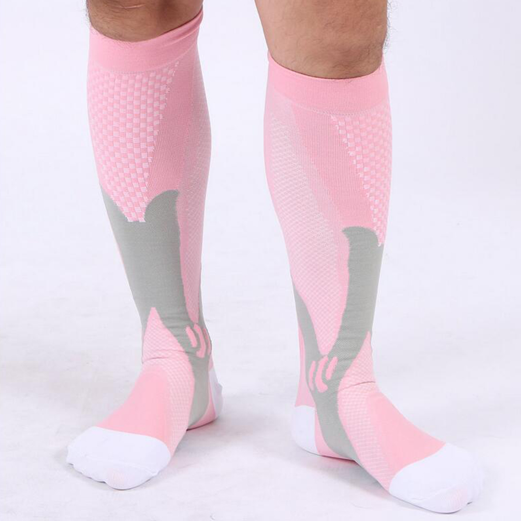 1Pair Compression Socks Knee High Stockings Sleeve Sneaker Socks Pink XXL
