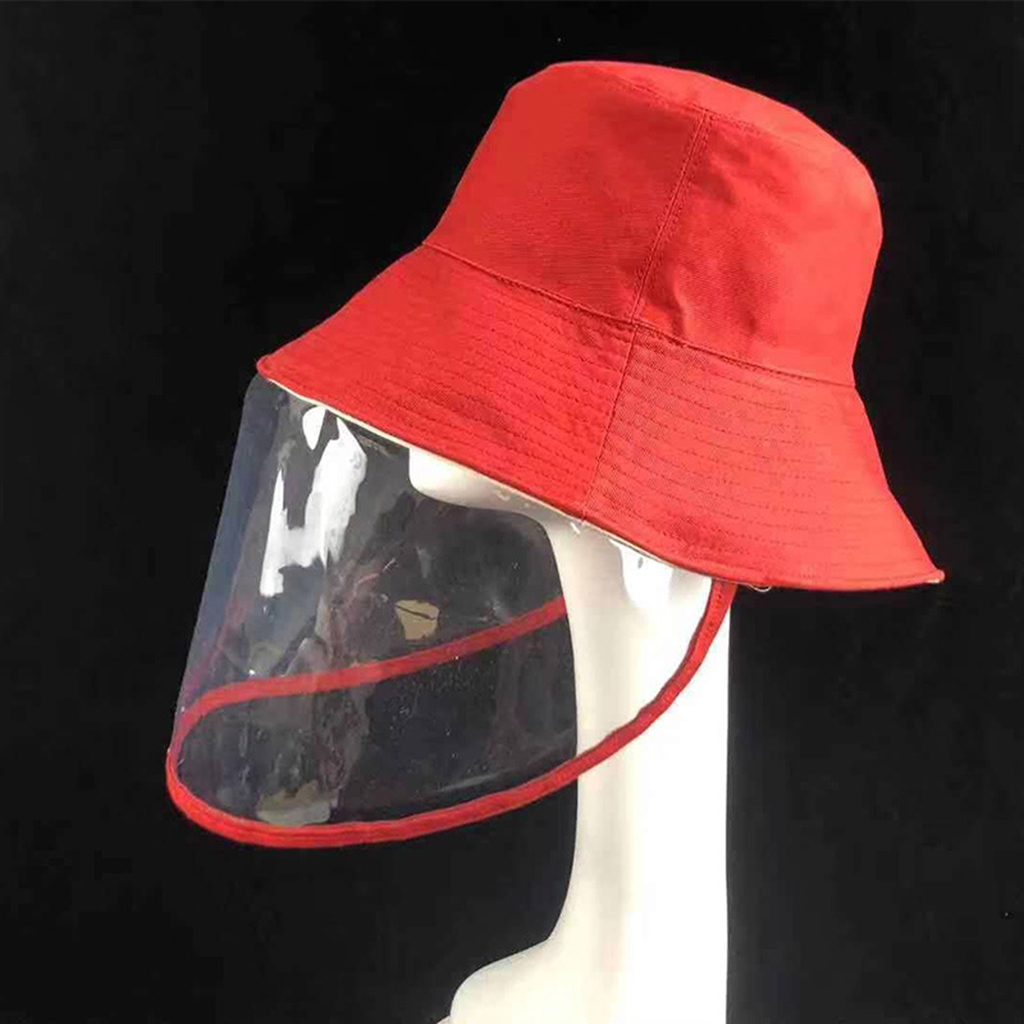 Anti-spitting Hat Dustproof Clear Cover Fishman Hat Bucket Hat Red