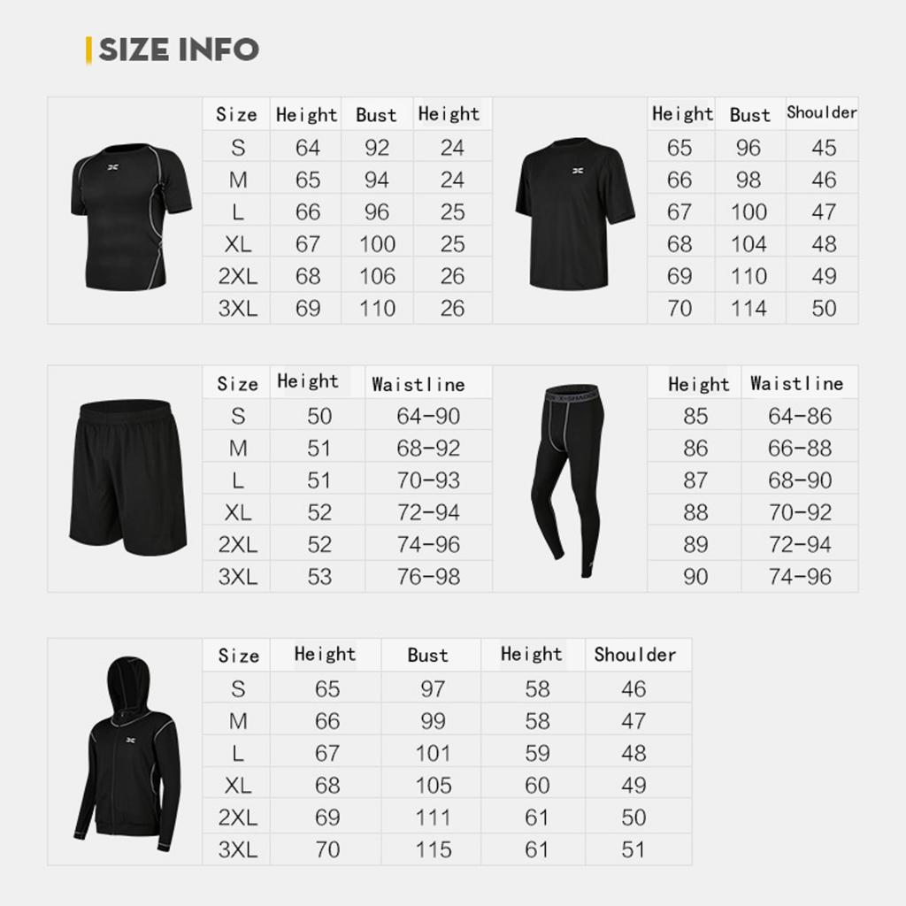 5 Pcs/Set Men's Tracksuit  Black M