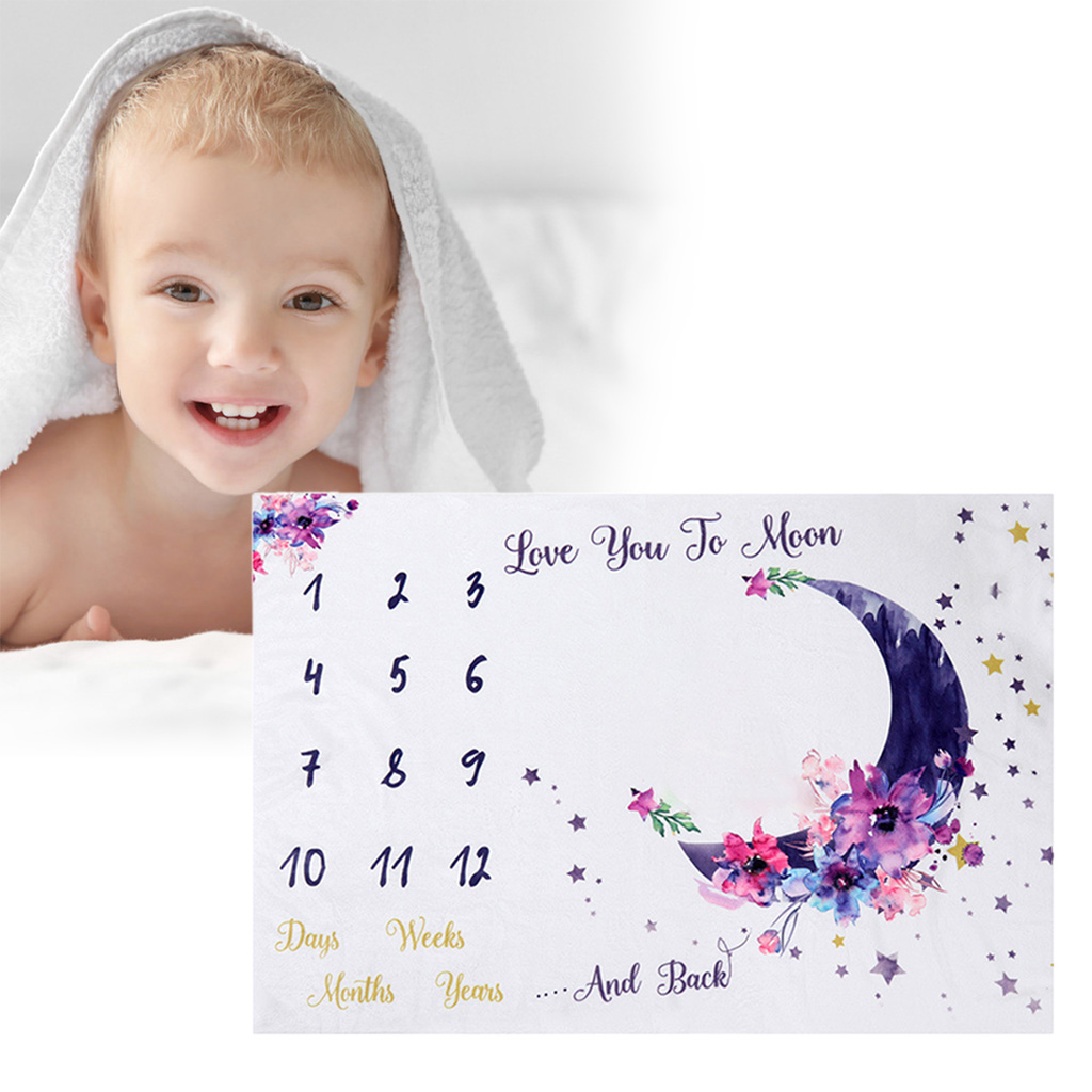 Infant Baby Milestone Blanket Monthly Moon Photo Prop Backdrop Gift Style A