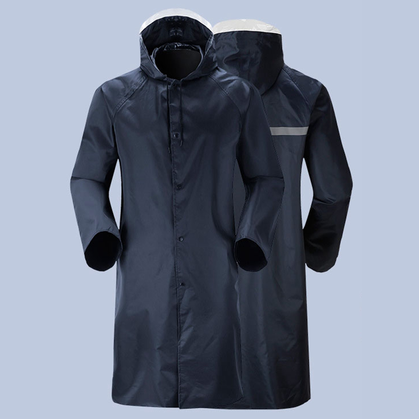Waterproof Hooded Rain Jacket Lightweight Windproof Outdoor Long Raincoat L