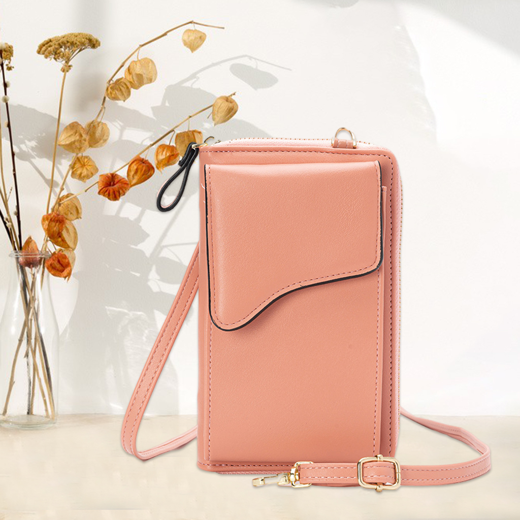 Women Crossbody Cell Phone Shoulder Bag Pouch Handbag Purse Wallet Pink