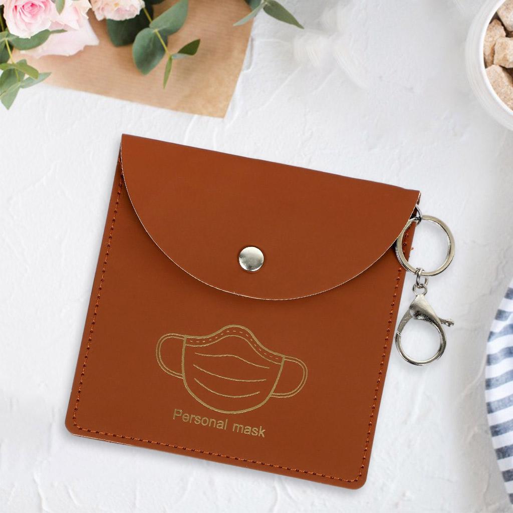 Face Cover Bag with Lobster Clasp Waterproof Mask Organizer Holder Coffee