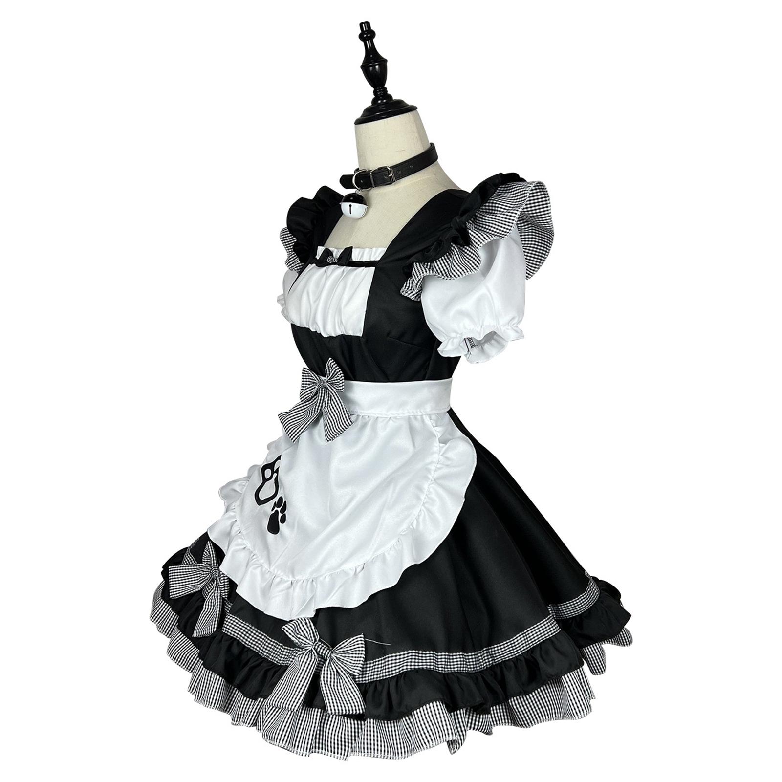 Cute French Maid Costume Cosplay with Apron Waitress for Party