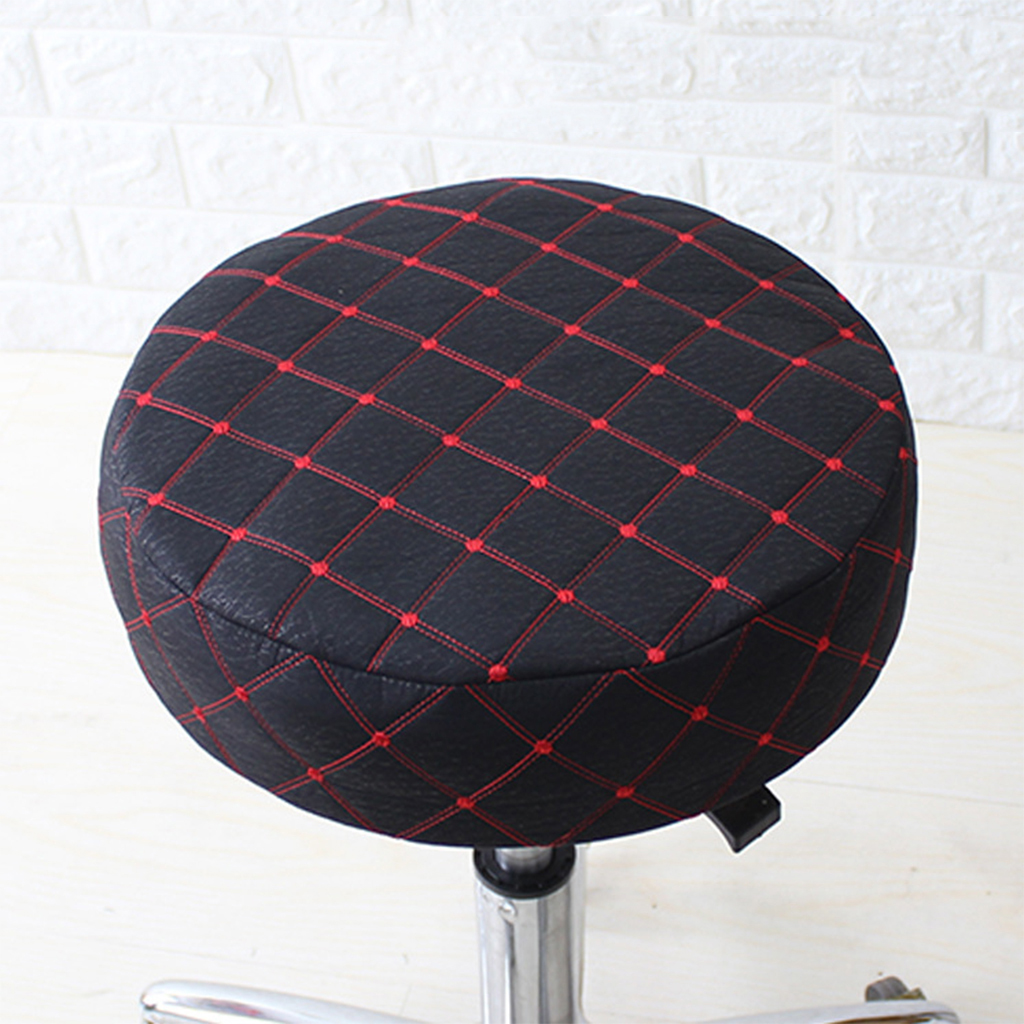 40cm 4x Black Bar Stool PU Cover Round Chair Seat Cover Sleeve 15-16 inch 