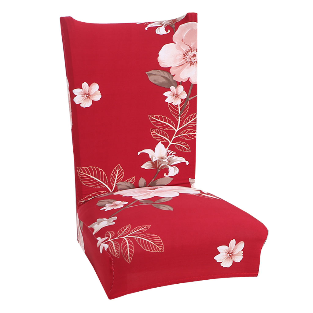 Floral Print Stretch Short Removable Dining Chair Cover Slipcovers 10