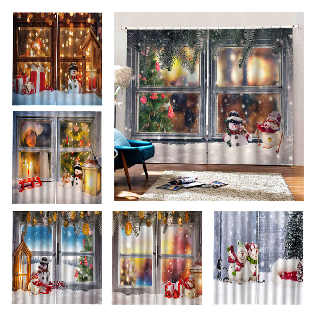 Christmas Living Room Bedroom Window Drapes 2 Panel Set 104x84inch A