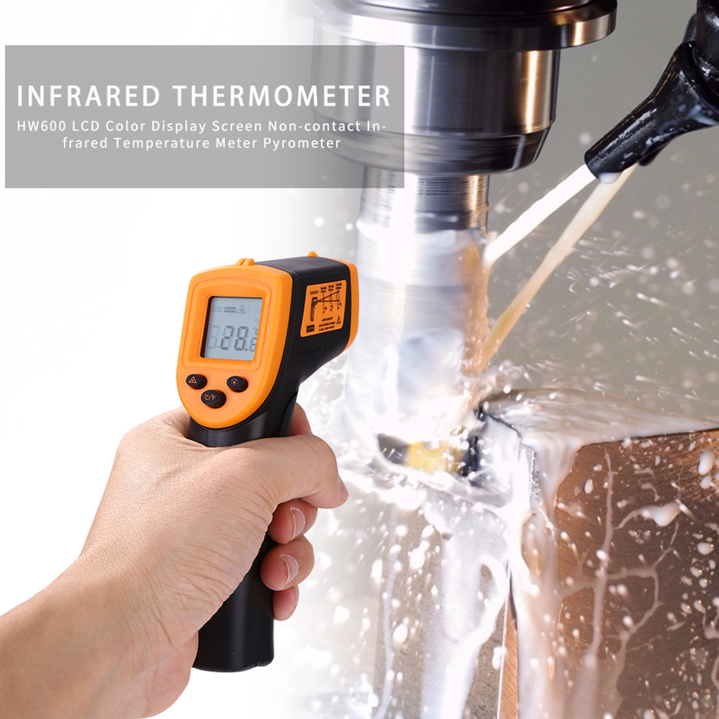 Handheld Laser Infrared Thermometer Backlit Yellow