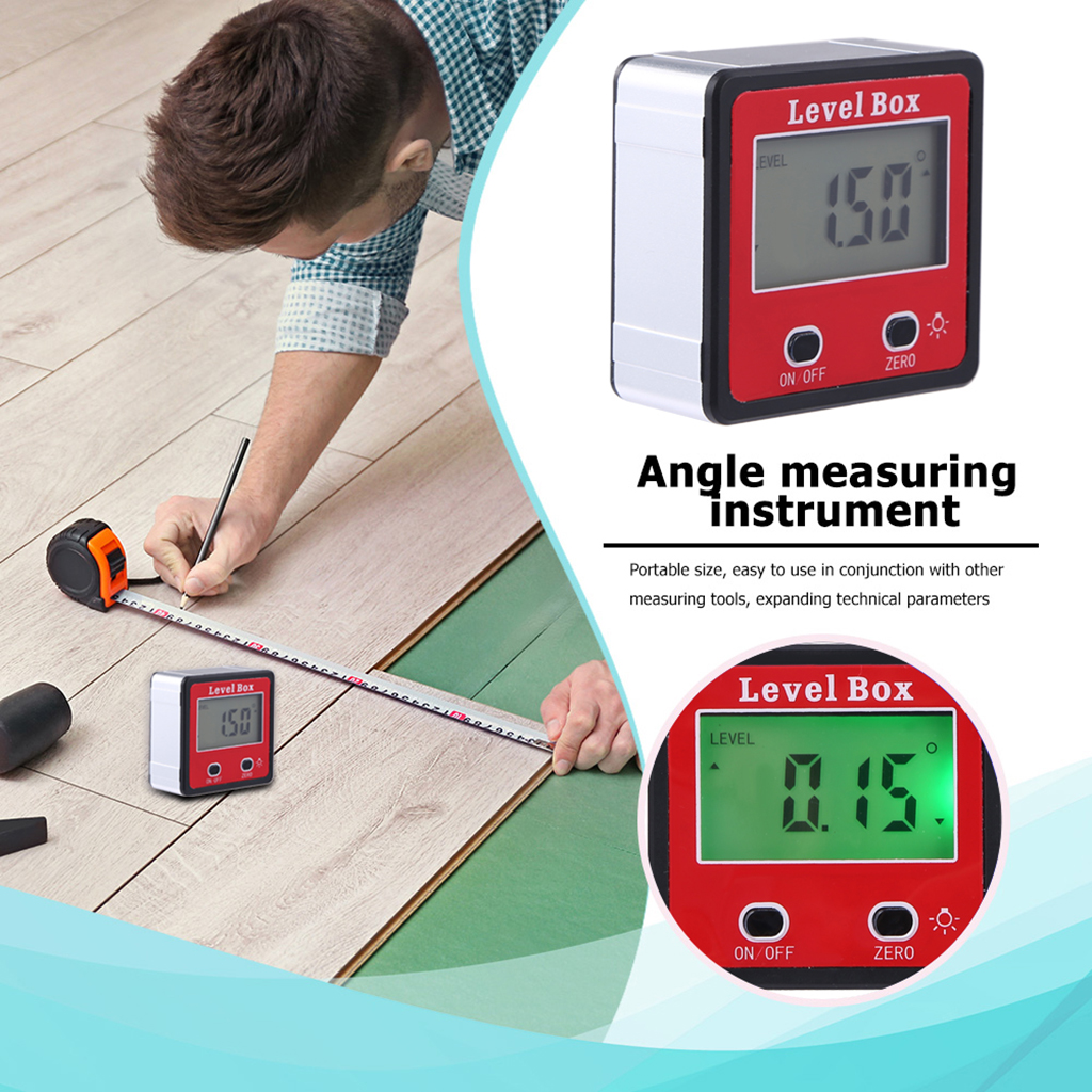 LED Digital Inclinometer Level Box Gauge Angle Meter Finder Protractor Red