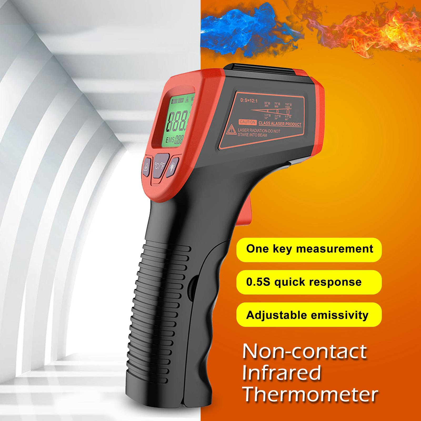 Digital Thermometer Infrared Handheld Temperature Gun Non-Contact Red