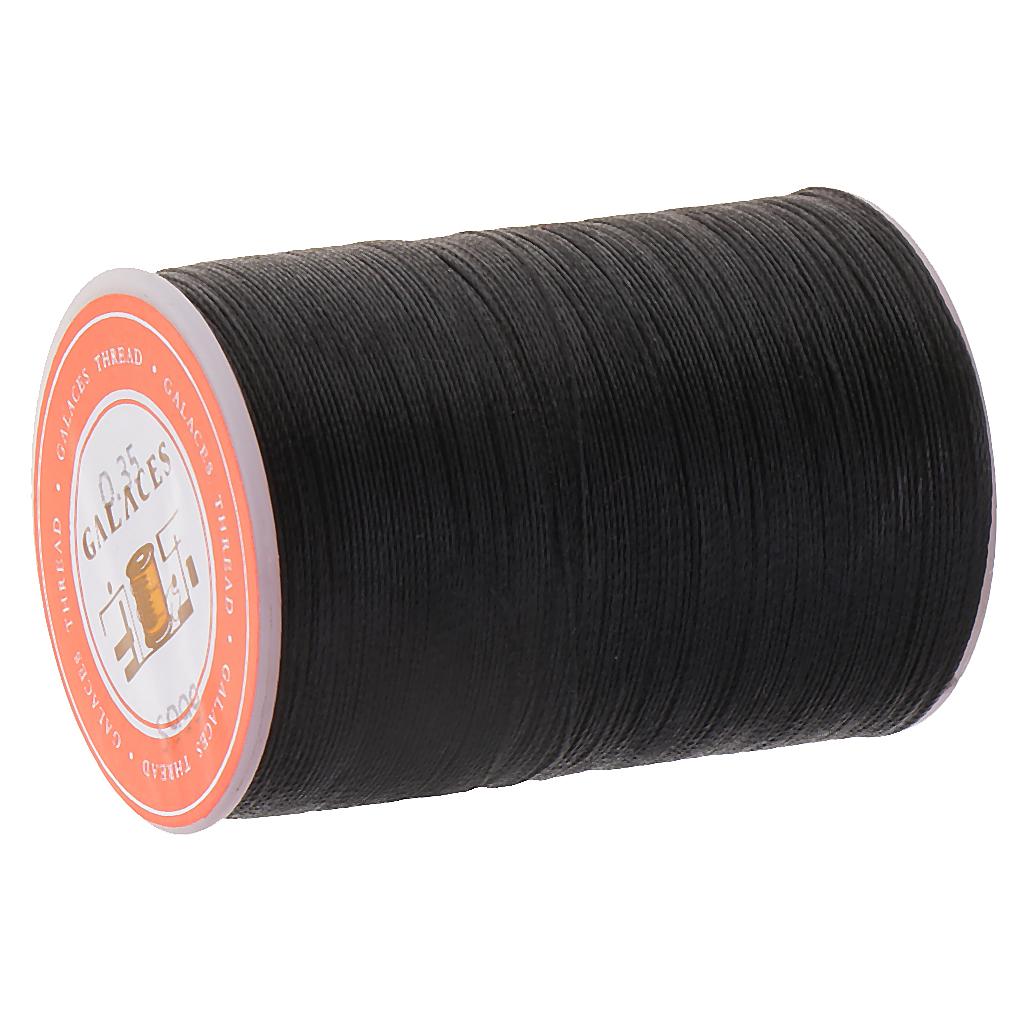 2x0.35mm Round Polyester Waxed Thread Sewing Stitching DIY Craft Black