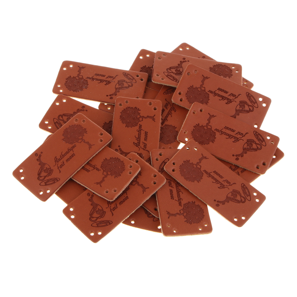 20Pcs PU Leather Labels Handmade Tags for Clothing Bag Sewing Craft Supplies | eBay