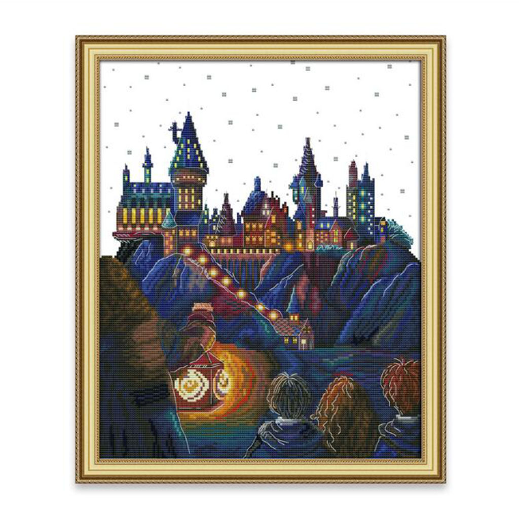 Stamped Cross Stitch Kit Pre-Printed Magic Castle Pattern Cloth 34x42cm 14CT