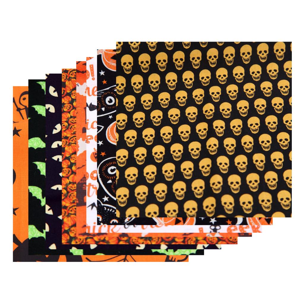 Halloween Pumpkin Owl Skull Fabric
