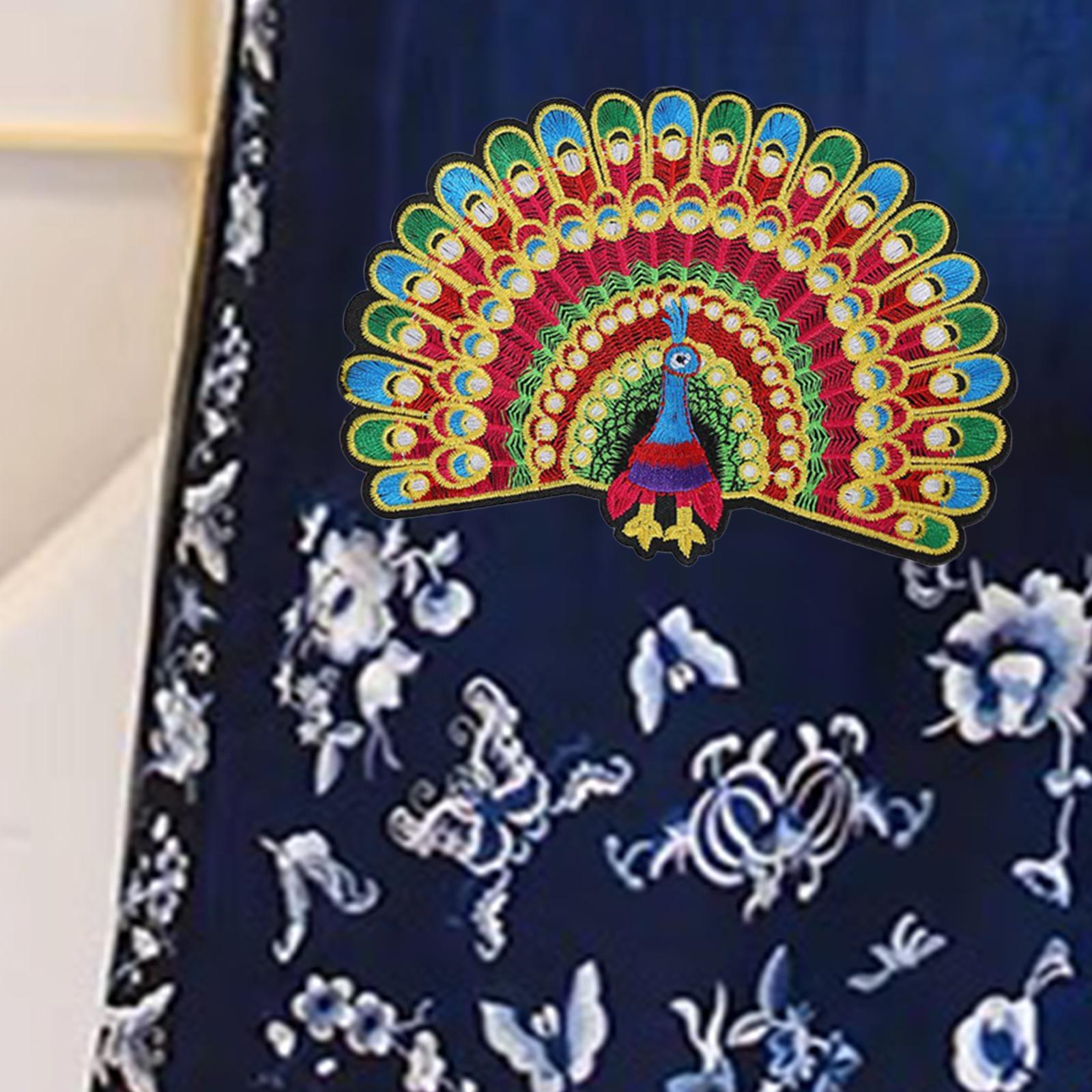 Peacock Patches Embroidery Applique DIY Embroidered Patches for Jacket Shoes 10cmx14cm