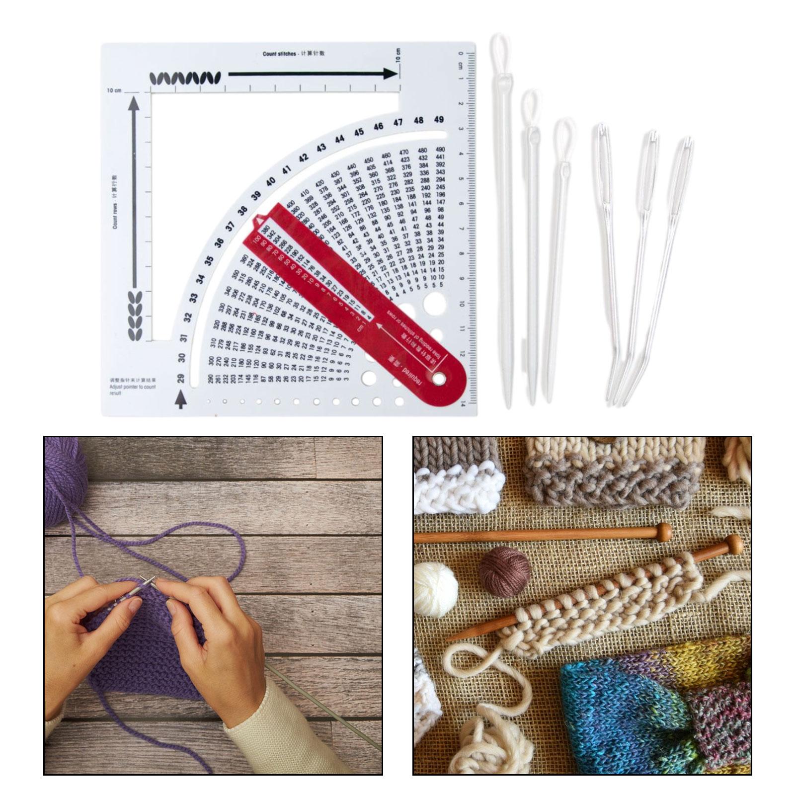 Knitting Gauge Ruler with 6Pcs Needles Easy to Read Small Practical Beginner