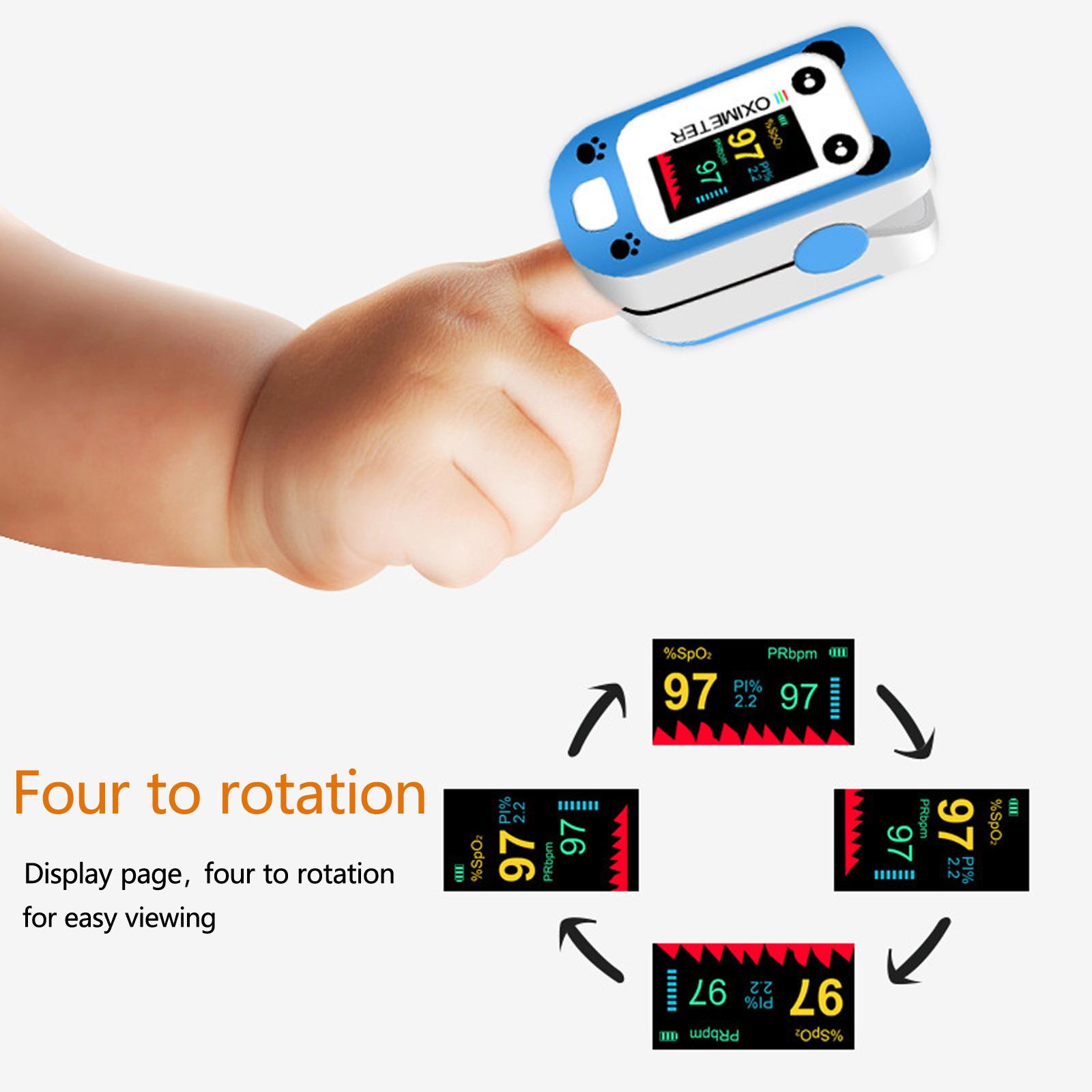Cute Cartoon Panda Digital Finger Clip Pulse Oximeter For Children   Yellow
