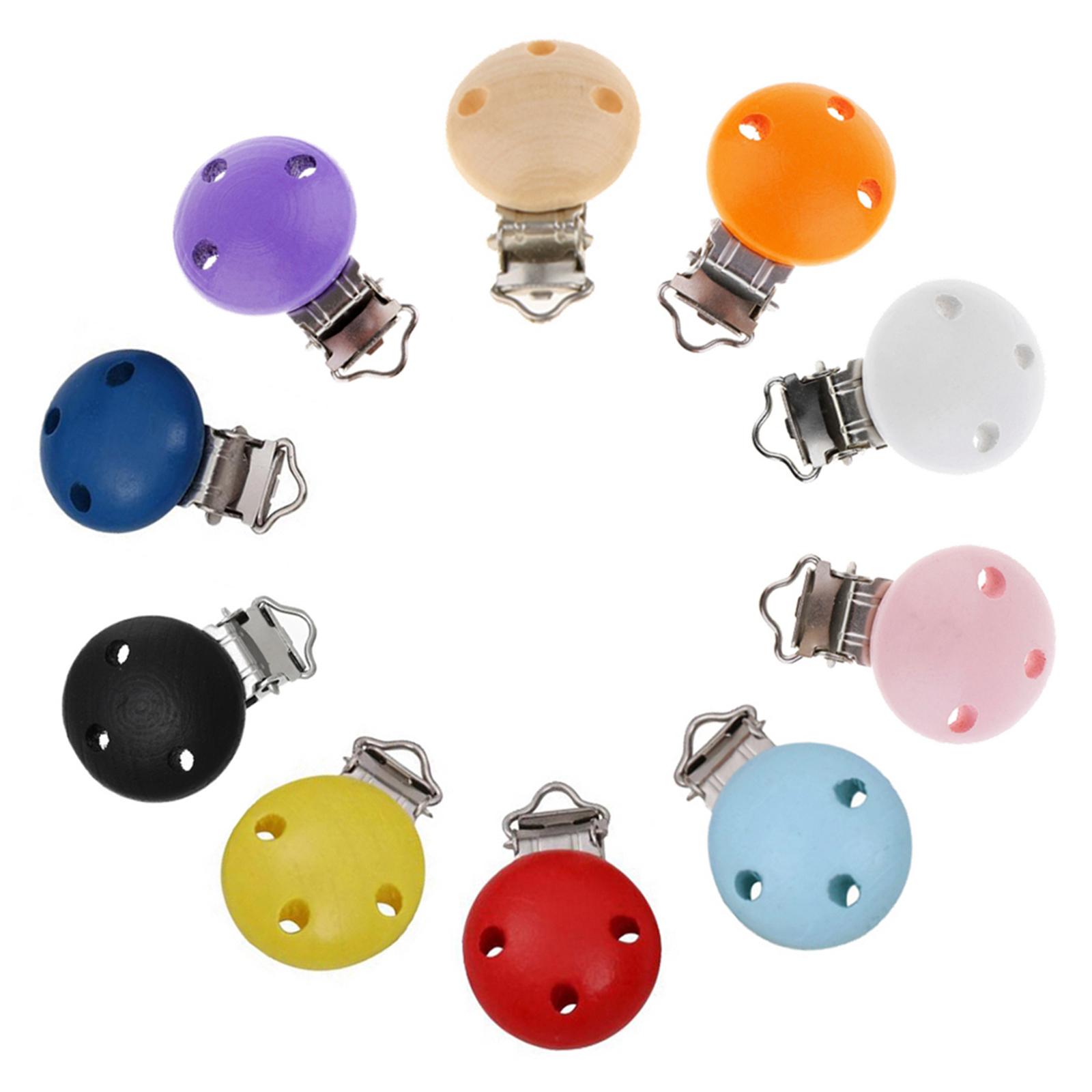 15pcs Round Holes Wooden Dummy Pacifier Clip for Infant Baby Natural